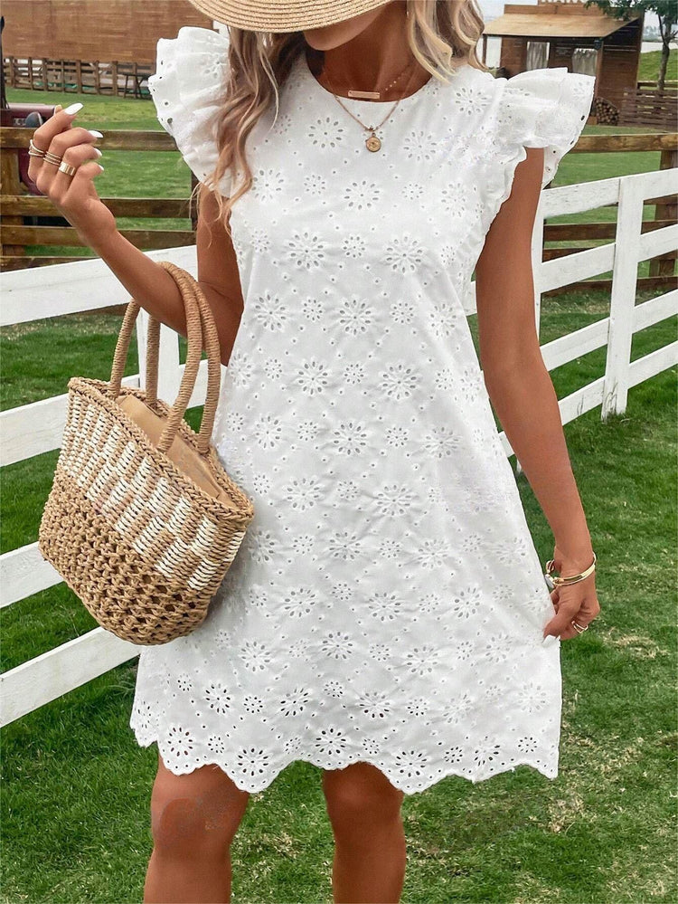 SUMMER FASHION Lace Solid Color Loose Dress - Swefashionstore