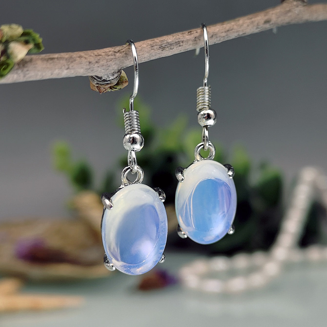 Opal Earrings Retro Moonstone Eardrop Jewelry Cross - Swefashionstore