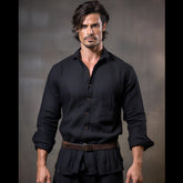 FASHION FOR MEN Medieval Retro Cotton And Linen Lapel Shirt - Swefashionstore