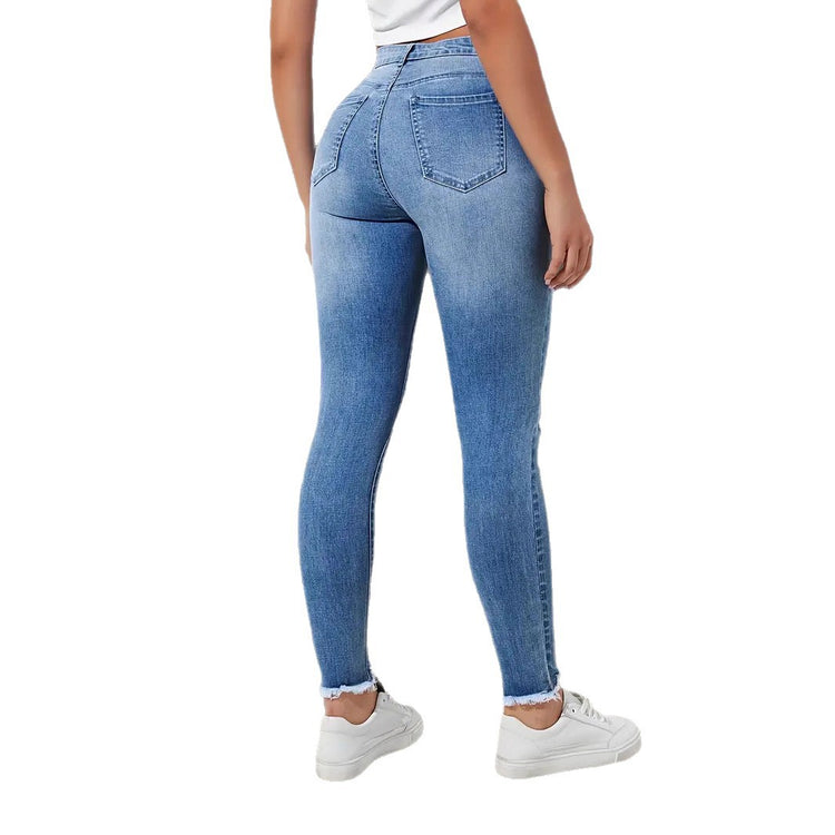 Stretch Ripped Slim Fit Feet Women&