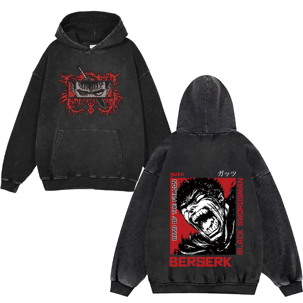 Anime Hoodies Guts Print Manga Sweatshirt Gothic Harajuku