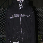 Zzsykd Rhinestone Full-Zip Hoodie Skeleton Goth Sweatshirt - Swefashionstore