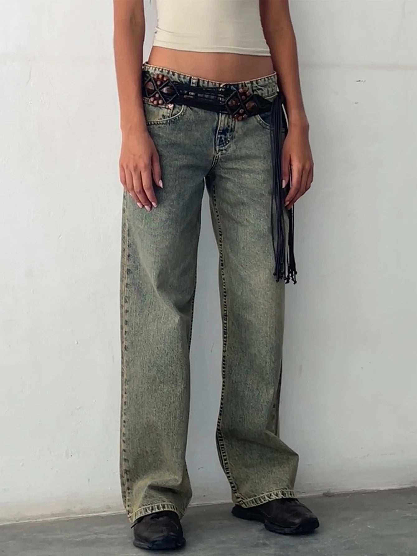 Neue Y2K High Waist Baggy Jeans für Damen