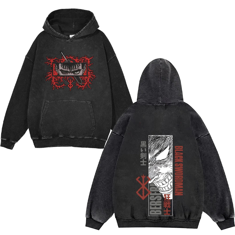 Anime Hoodies Guts Print Manga Sweatshirt Gothic Harajuku