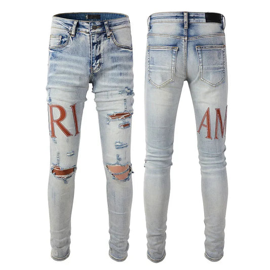 Trendyamiri European STYLE Jeans EINZIGARTIGES Design Slim Fit