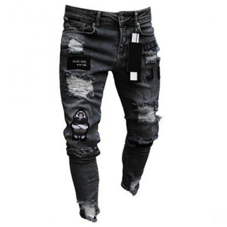 BESTSELLER White Embroidery Skinny RIPPED Jeans - Swefashionstore