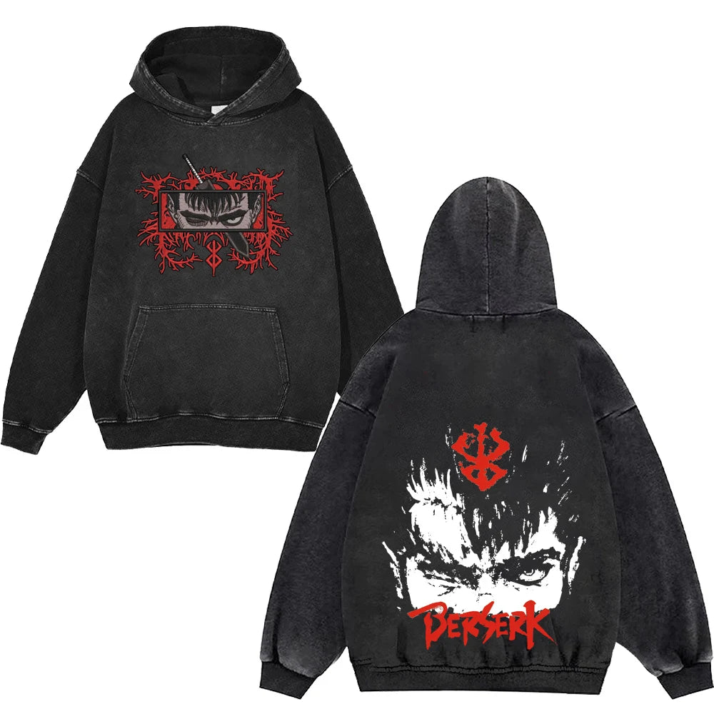 Anime Hoodies Guts Print Manga Sweatshirt Gothic Harajuku