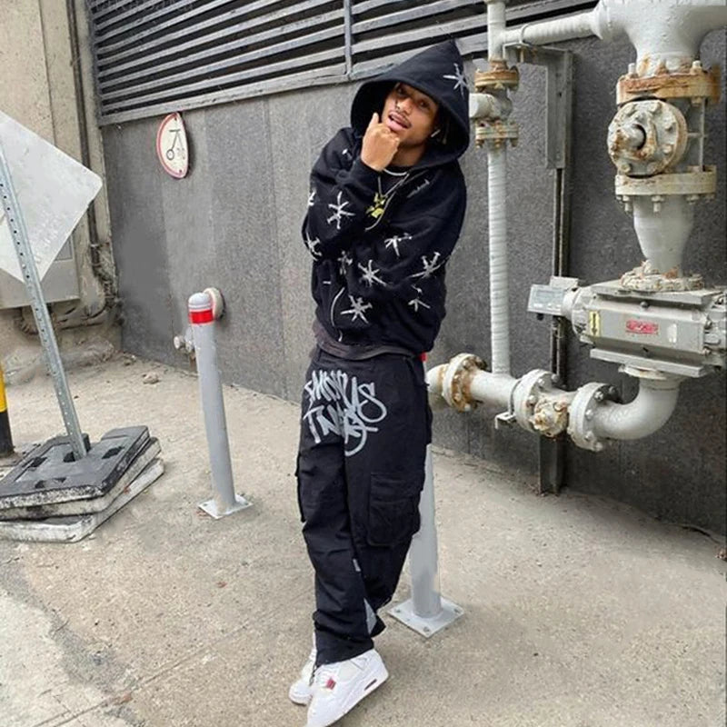 Zzsykd Rhinestone Full-Zip Hoodie Skeleton Goth Sweatshirt