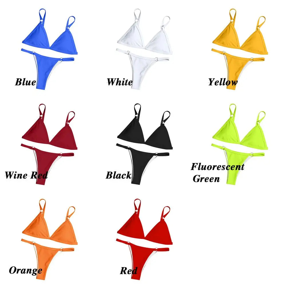 Buckle Sling Backless Two Piece Bikini Set - Swefashionstore