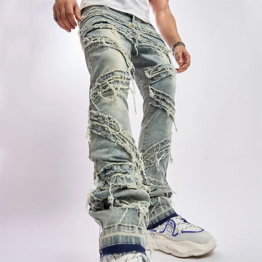 BESTSELLER Stilvolle, lockere Jeans mit zerrissenen Patches aus Denim
