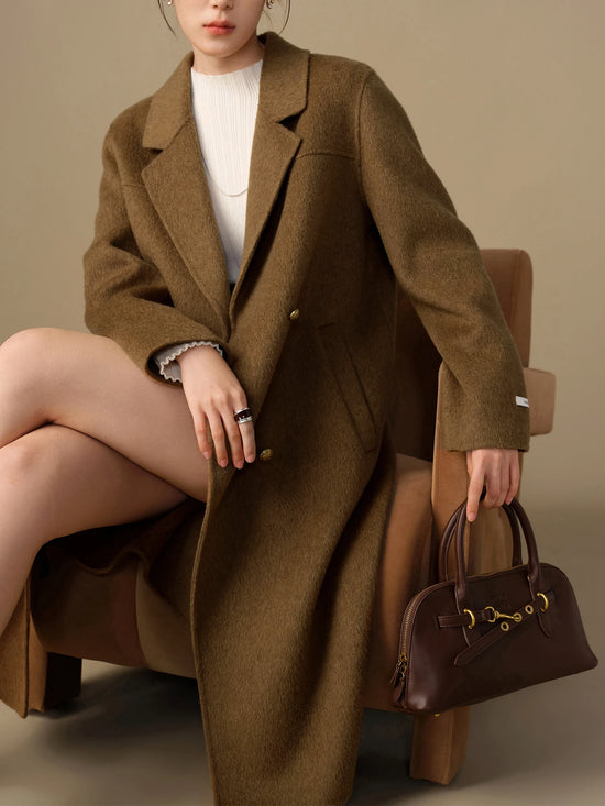 DUSHU 100% Wool Coat 2025 Winter Vintage Wool Coat - Swefashionstore