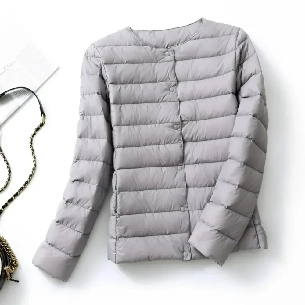 New European Women Spring Autumn Light Duck Down Fabric Lightweight Coat - Swefashionstore