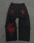 Retro Y2k Pants Hip Hop Skull Pattern Streetwear - Swefashionstore