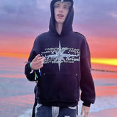 Zzsykd Rhinestone Full-Zip Hoodie Skeleton Goth Sweatshirt - Swefashionstore