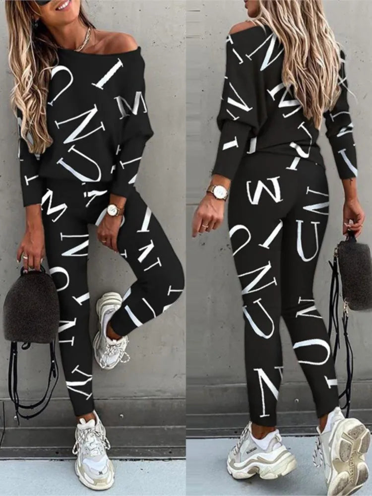 Stylish 2-piece Set Of Leggings Trousers Casual Comfortable Sportswear by XXOWENLI, perfect for casual outings.