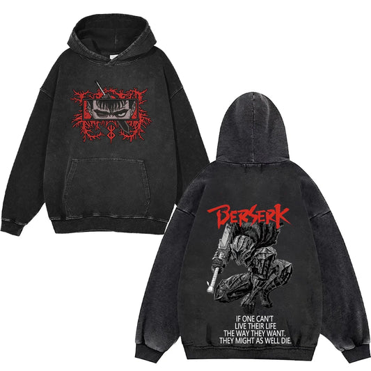 Anime Hoodies Guts Druck Manga Sweatshirt Gothic Harajuku