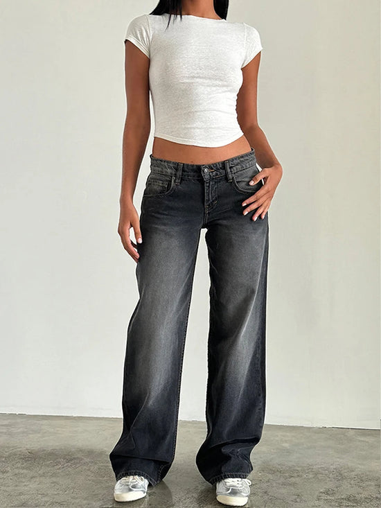 Straight-leg High Waist Jeans Women Denim Trousers - Swefashionstore