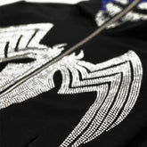 Zzsykd Rhinestone Full-Zip Hoodie Skeleton Goth Sweatshirt - Swefashionstore