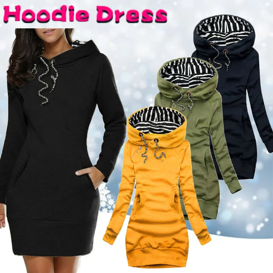 Women Slim Sweater Long Sleeve-Hoodie Dress