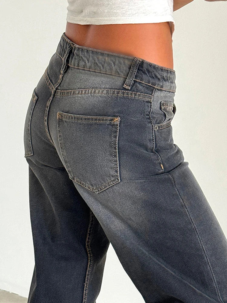 Neue Y2K High Waist Baggy Jeans für Damen