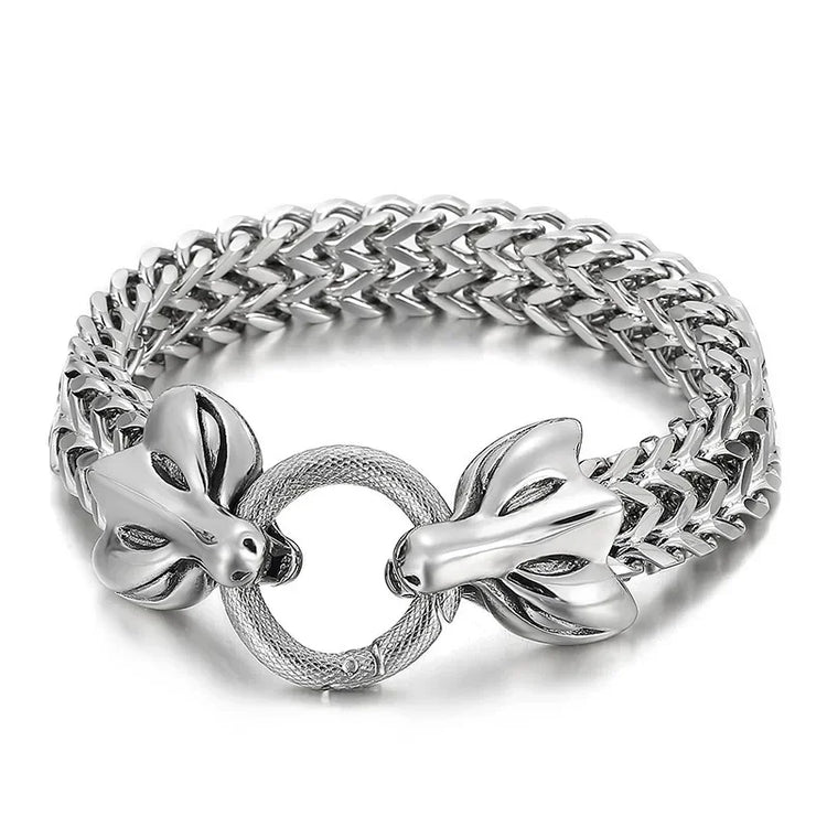 Stainless Steel Double Wolf Head Bracelet - Swefashionstore