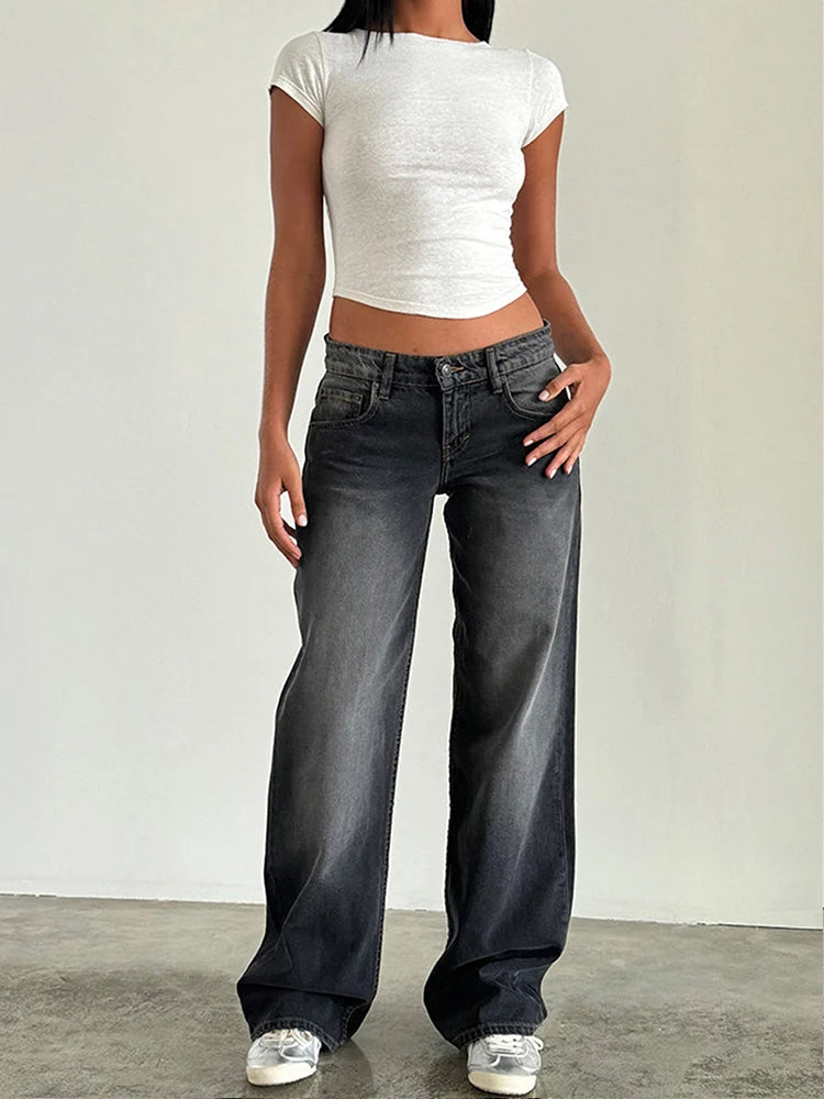 Neue Y2K High Waist Baggy Jeans für Damen