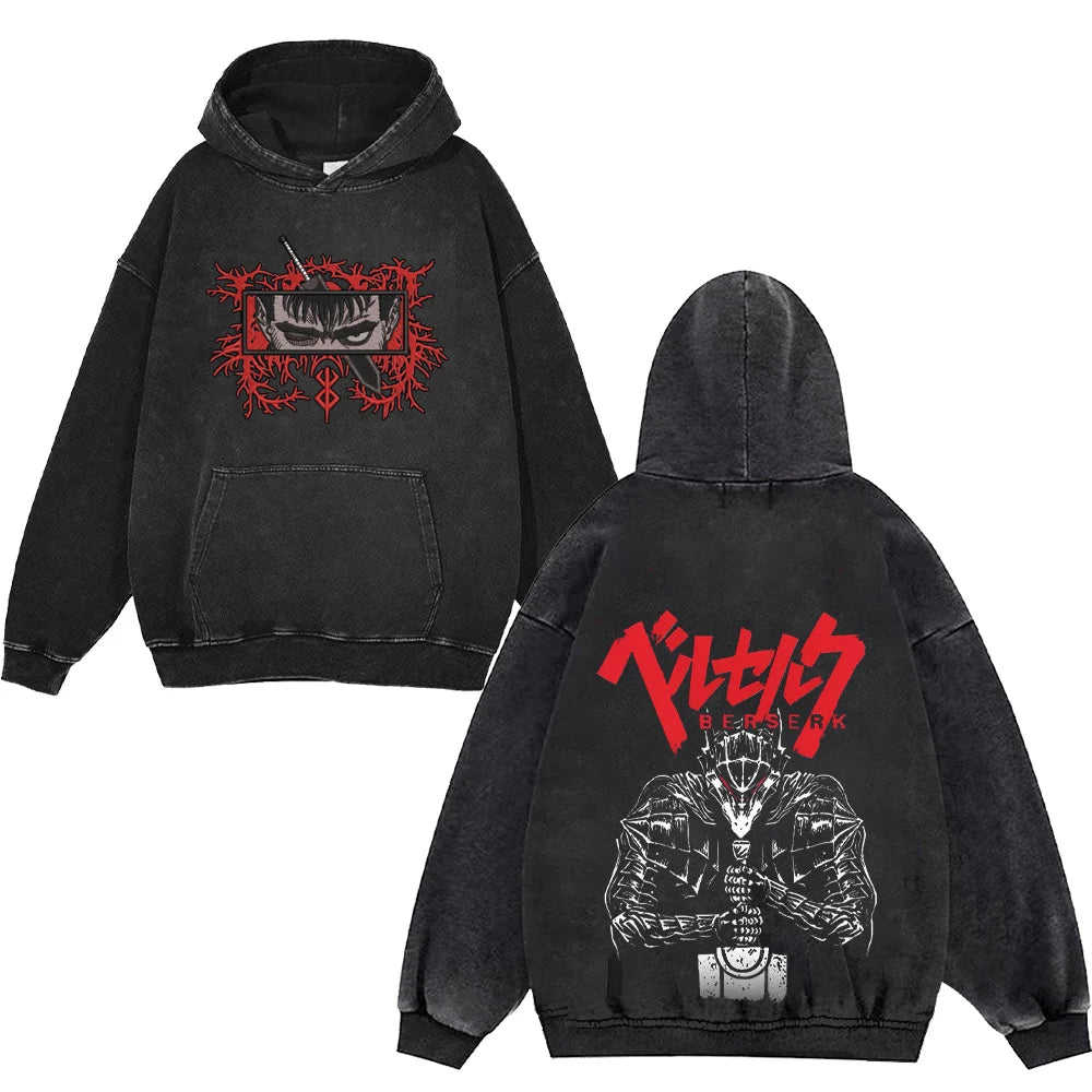 Anime Hoodies Guts Print Manga Sweatshirt Gothic Harajuku