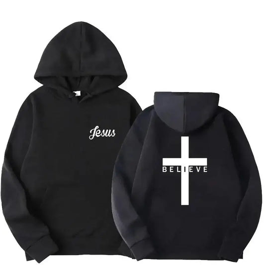 Herren Believe CROSS Jesus Bedruckte Hoodies