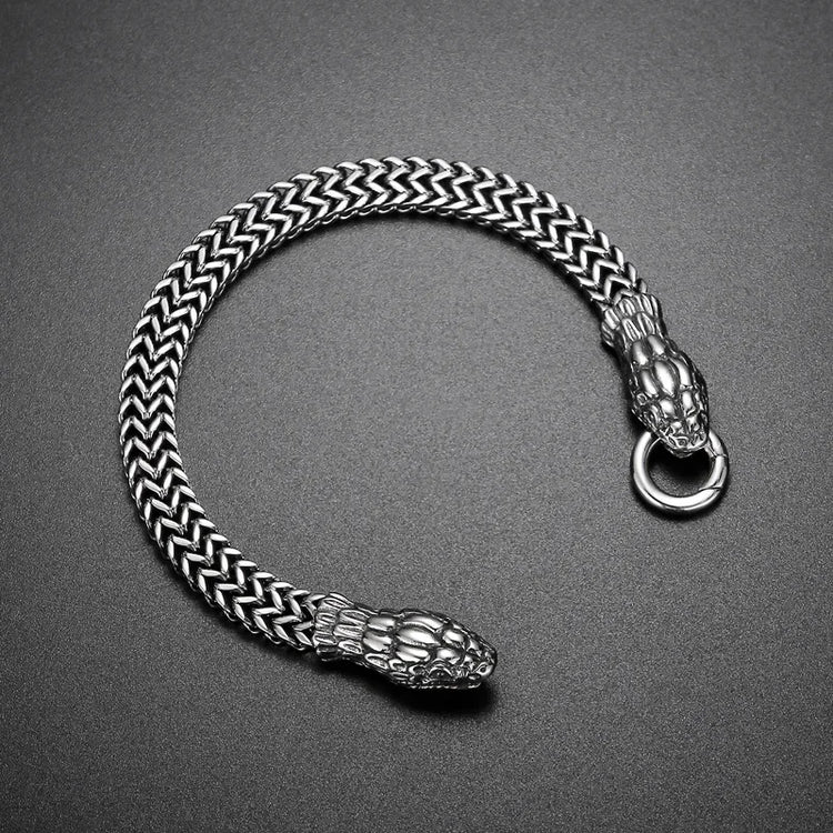 Stainless Steel Double Wolf Head Bracelet - Swefashionstore