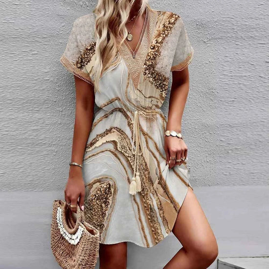 New Spring/Summer Bat Sleeves Lace V-Neck Top - Swefashionstore