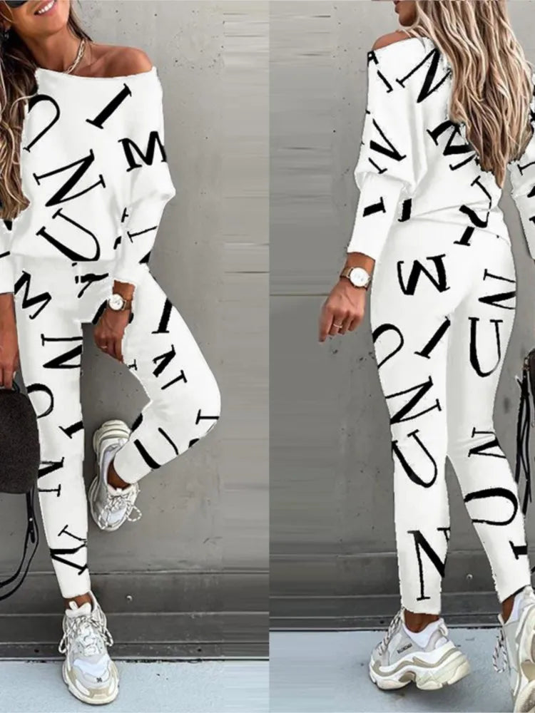 Stylish 2-piece Set Of Leggings Trousers Casual Comfortable Sportswear by XXOWENLI, perfect for middle-aged comfort.