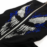Zzsykd Rhinestone Full-Zip Hoodie Skeleton Goth Sweatshirt - Swefashionstore