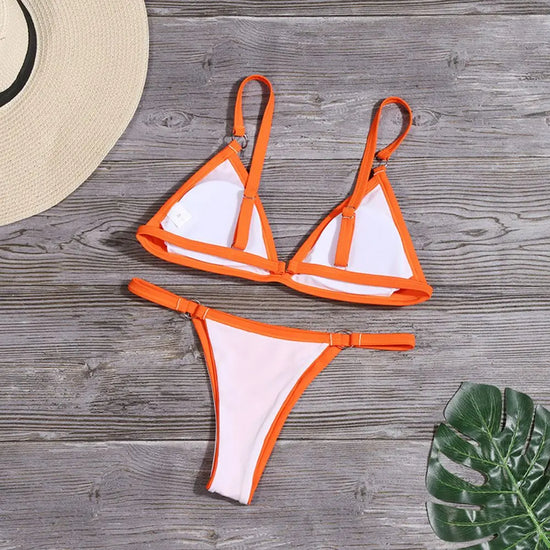 Buckle Sling Backless Two Piece Bikini Set - Swefashionstore