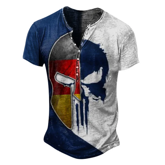 Vintage Button V-neck Henley Shirt 3d Men&