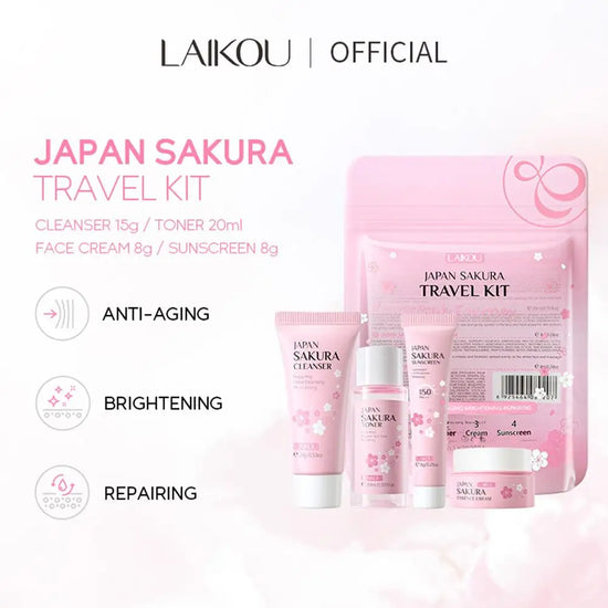 Sakura Skin Care Sets Facial Cleanser Face Face Toner Sunscreen Products Care Moisturizing Smoothing Nourishing - Swefashionstore