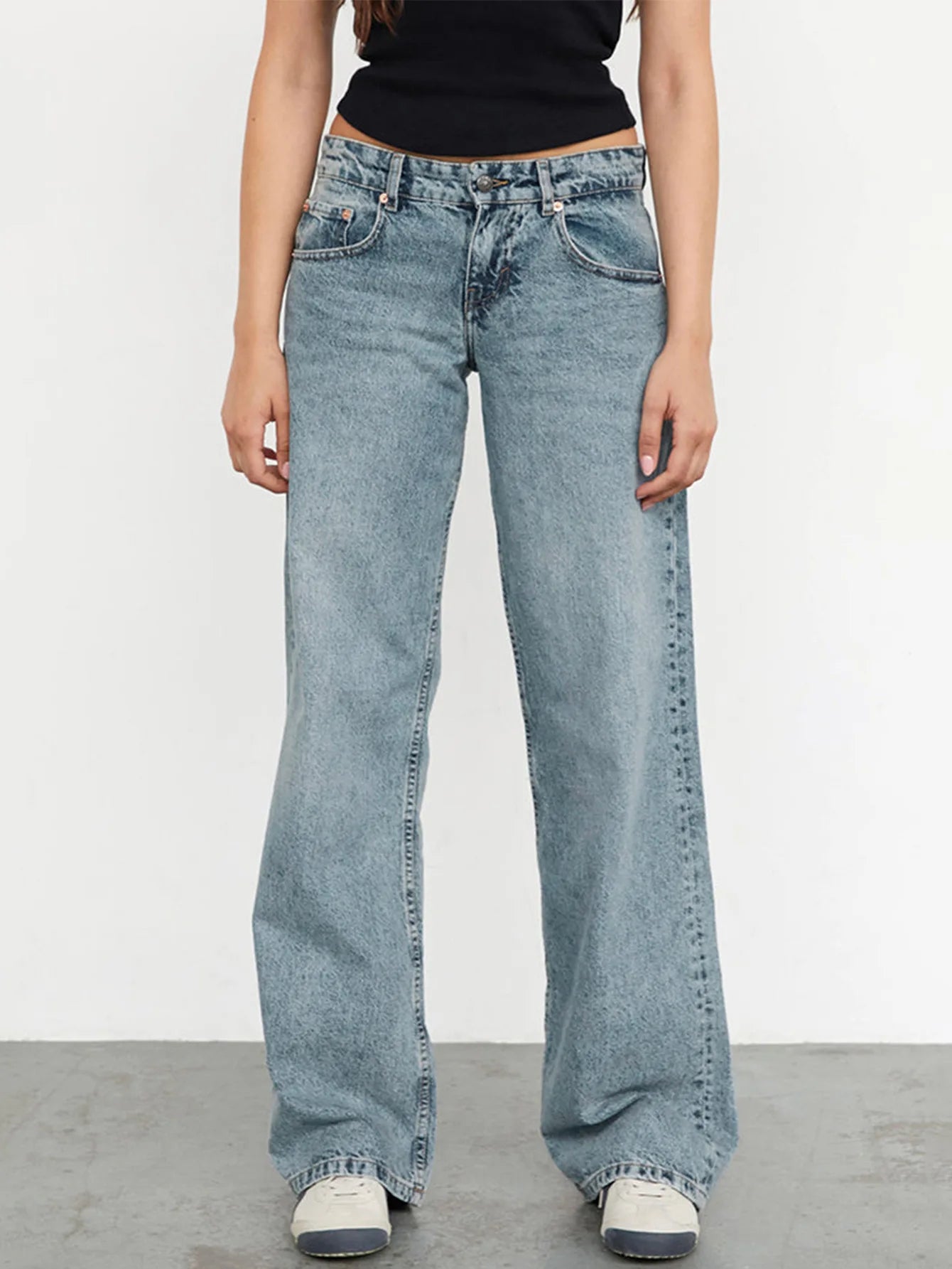 Women Denim Pants Loose Casual Straight Trousers - Swefashionstore