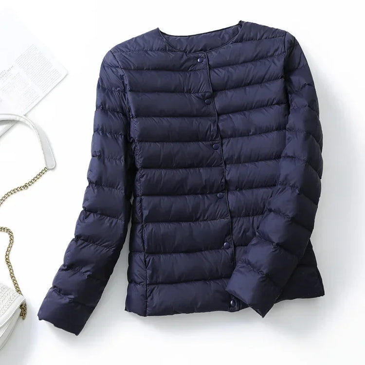 New European Women Spring Autumn Light Duck Down Fabric Lightweight Coat - Swefashionstore