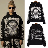 Harajuku Letter Print Loose Sweatshirt Hoodie, Long Sleeve, Pocket, Y2K Hip Hop Punk Style, Unisex Streetwear - Swefashionstore