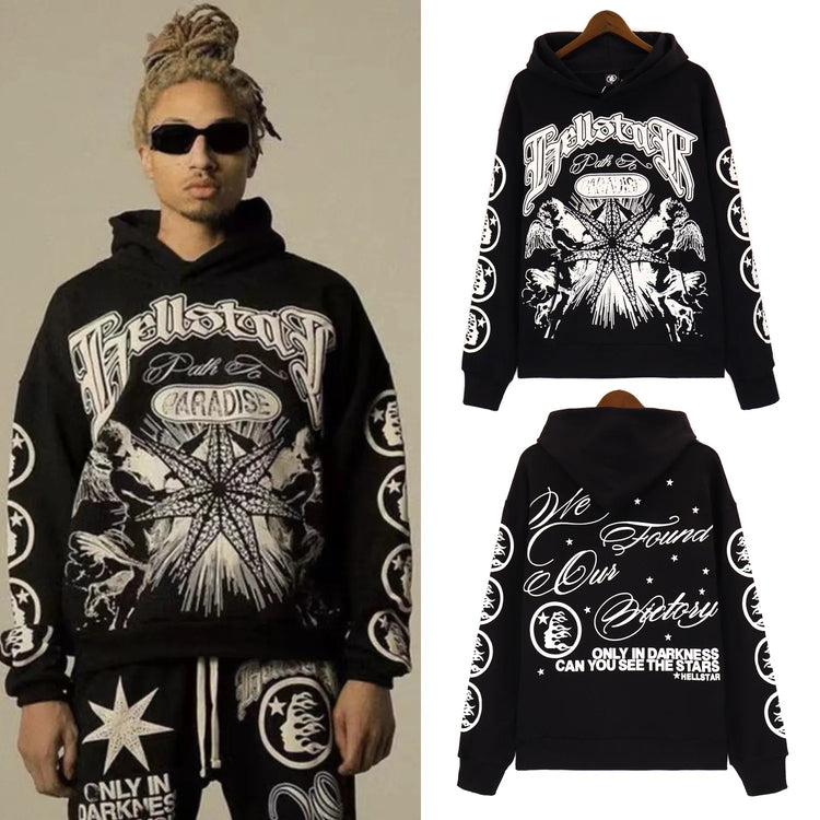 Harajuku Letter Print Loose Sweatshirt Hoodie, Long Sleeve, Pocket, Y2K Hip Hop Punk Style, Unisex Streetwear - Swefashionstore