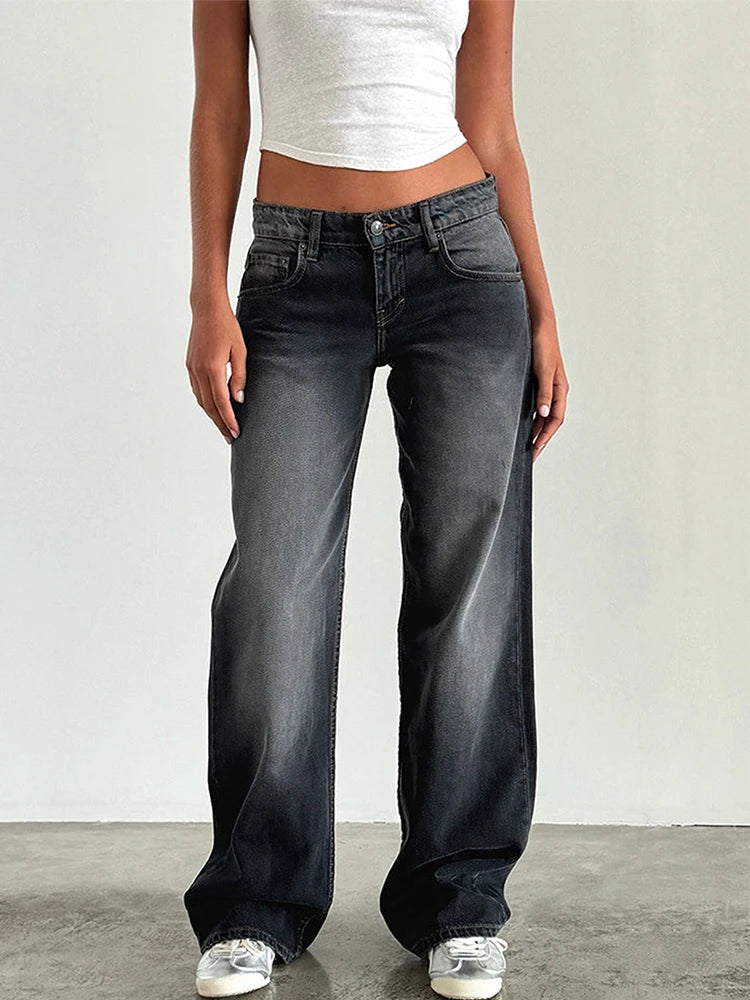Neue Y2K High Waist Baggy Jeans für Damen