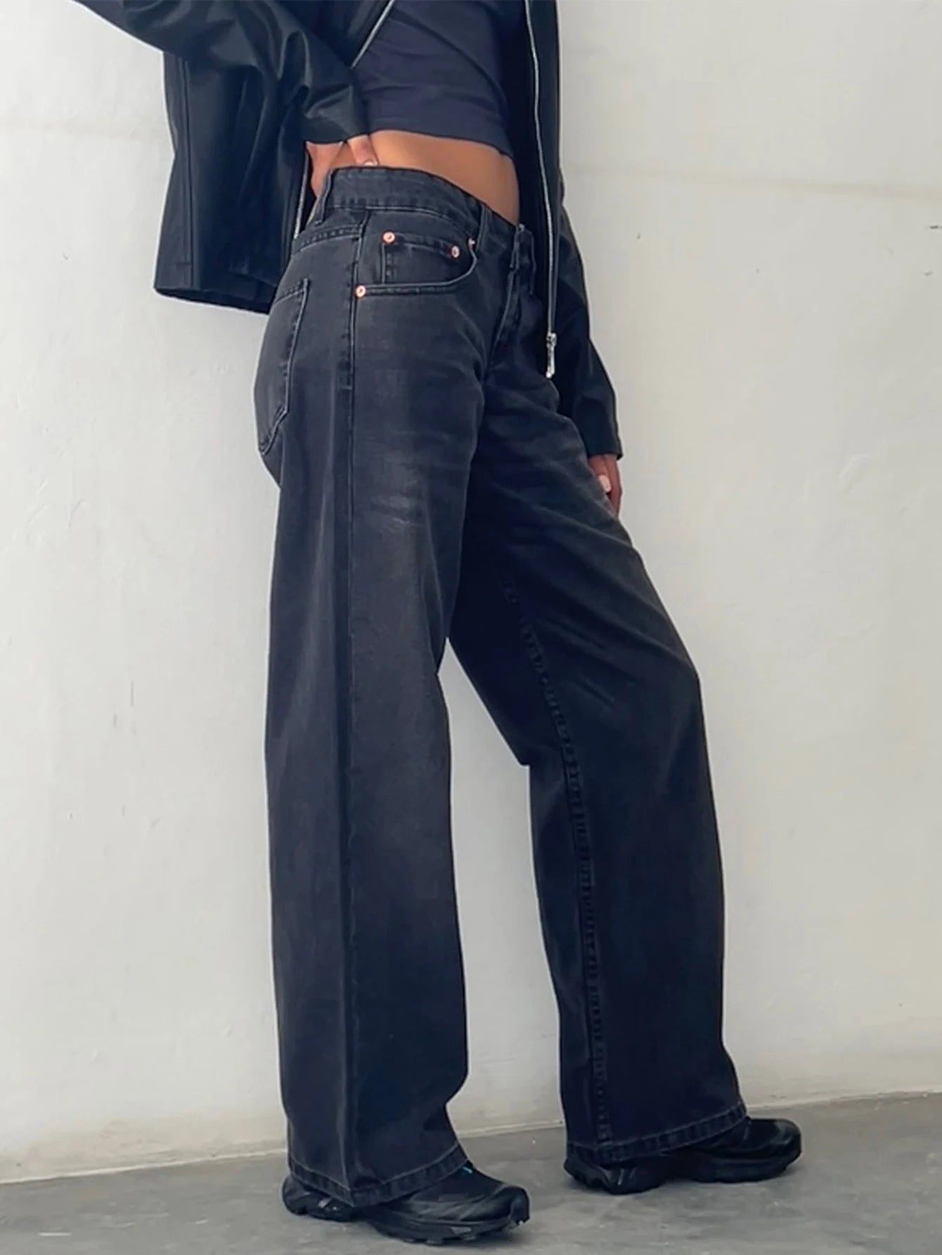 Neue Y2K High Waist Baggy Jeans für Damen