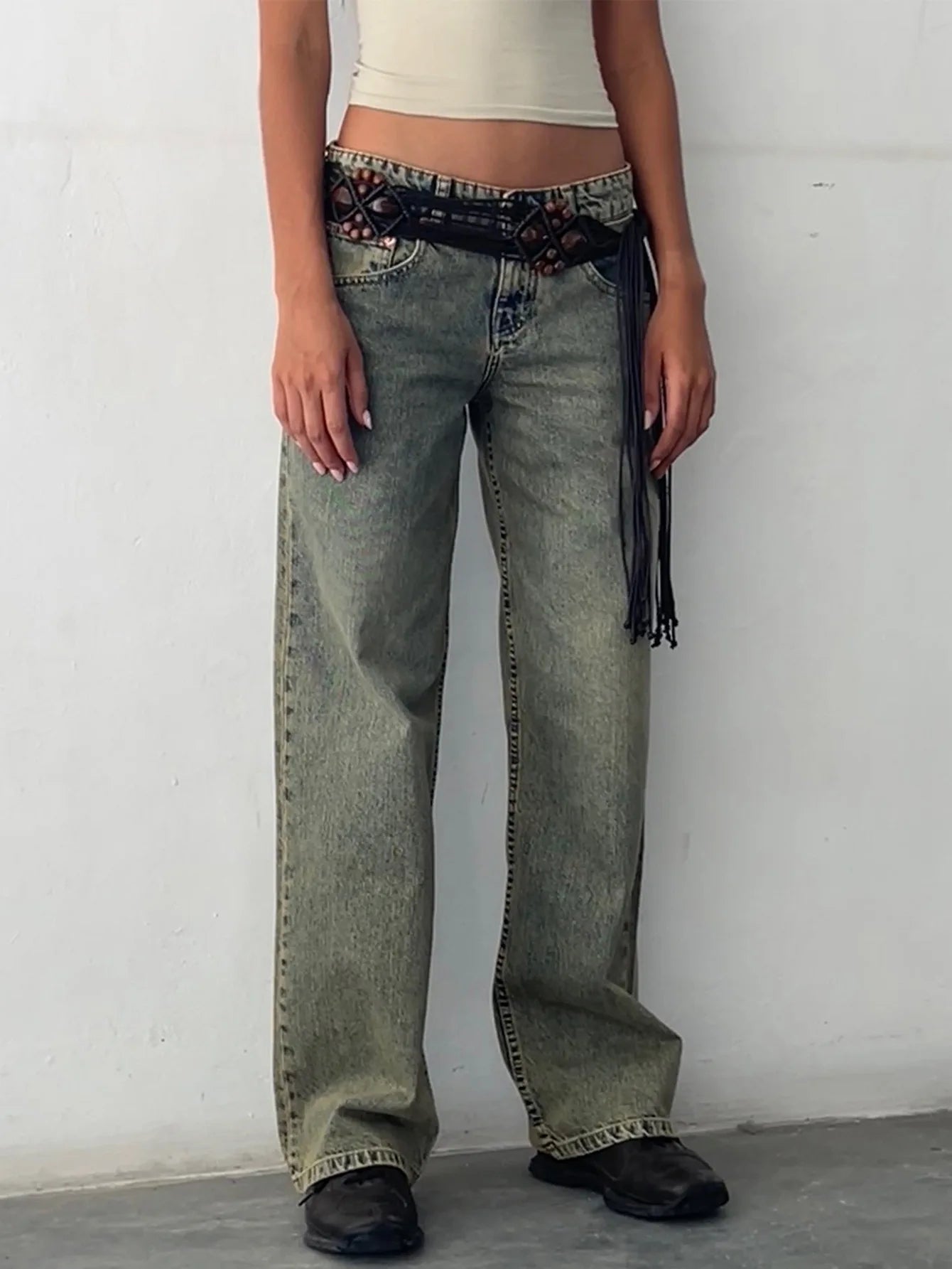 Women Denim Pants Loose Casual Straight Trousers - Swefashionstore