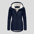 Winter Hooded Jacket for Women - Solid Color Fleece Zip-up with Pockets