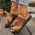 Round-toe Sandles Toe Covering Comfortable Flat Sandals - Swefashionstore