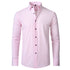 Solid Long Sleeve Shirt Fashion Slim Lapel Button Office Business Shirt Men&
