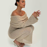 New One-shoulder Knitted Long-sleeved Dress - Swefashionstore