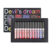 12Pcs Liquid Lipstick Set Halloween Makeup Diamond Symphony Lip Gloss Long Lasting Moisturizing Lip Glaze Glitter Cosmetic