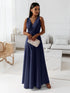 V-neck Sleeveless Dress With Belt Summer Fashion Party Club Evening Maxi Dresses For Women Clothing - Swefashionstore