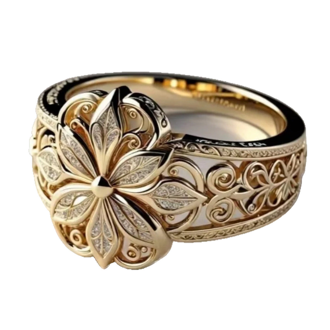 French Hollow Court Ring Small Flower Index Finger Ring Fashion Lady - Swefashionstore