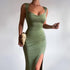 Slim Sleeveless Slit Dress With Back Tie Design - Swefashionstore